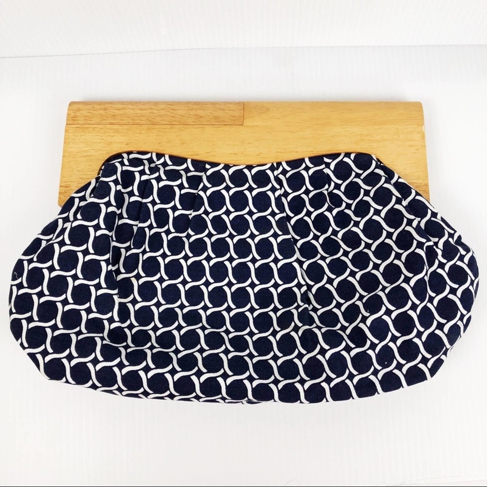 Old Navy Circle Pattern Wood Handle Clutch